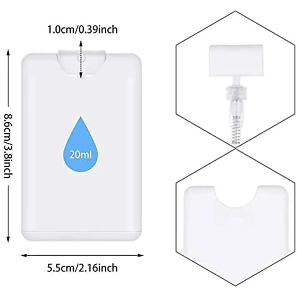 4/8 PCS Slim 20ml Spray Bottles Credit Card Size Refillable Mist Sprayers for Perfume Toner Insect Repellent Outdoor Travel Oasis Select
