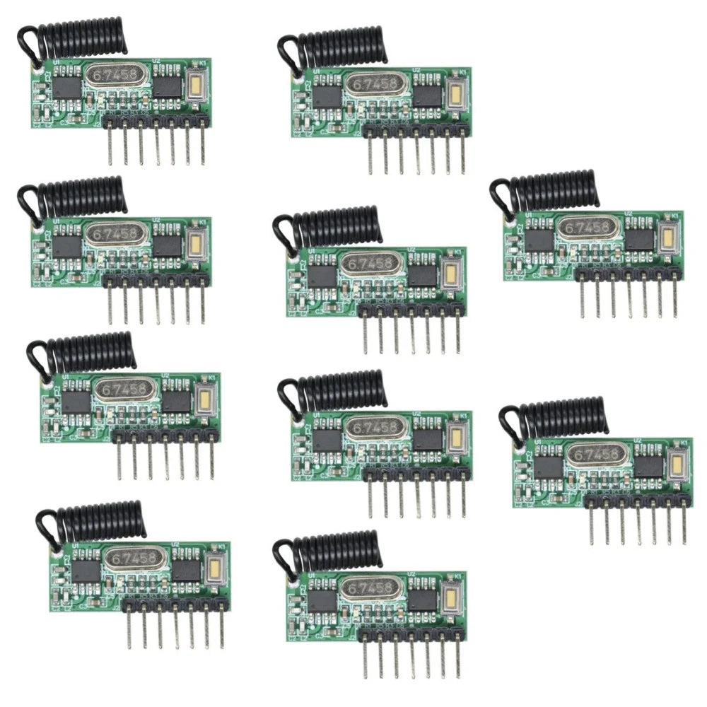 433MHz 4-Channel Universal Decoding Receiver Module DC 3.3–5V Wireless Remote Control Learning Module Oasis Select 10pcs
