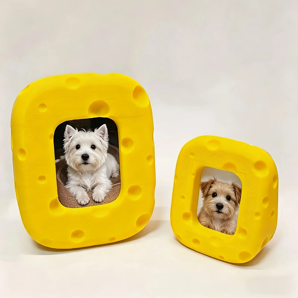 Cute Swiss Cheese Photo Frame Pet Picture Holder Decor Ornaments for Home Desktop Shelves Fun Home Decor for Cat Dog Owners Gift Oasis Select