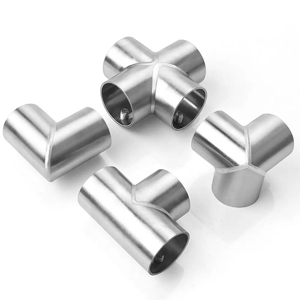 1Pcs New Tee Straight Elbow Pipe Connector 2/3/4/5/6 Way Stainless Steel Pipe Fittings 25mm Tube Joint Furniture Hardware Oasis Select