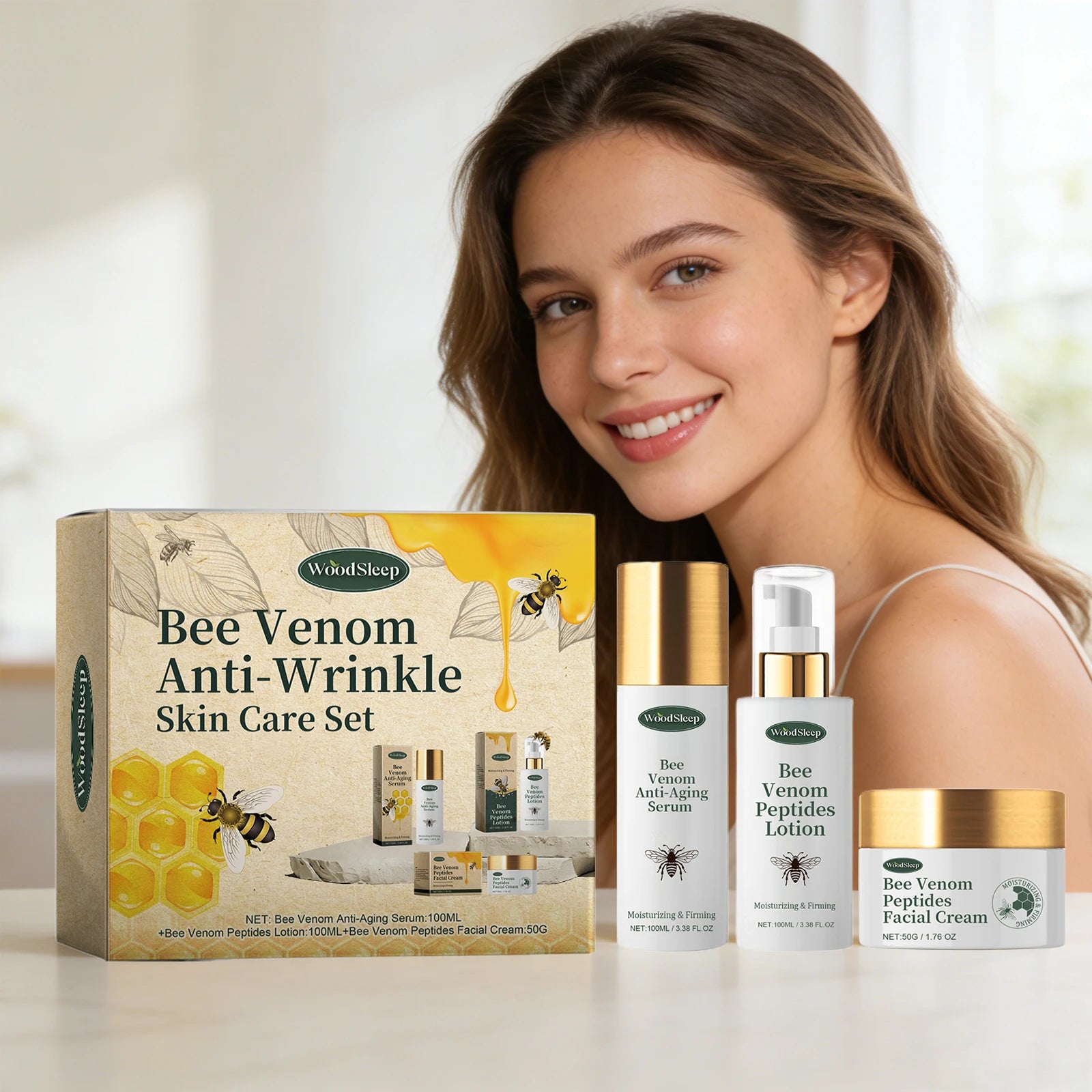 WOODSLEEP Bee Venom Anti-Aging Skincare Set – Serum & Cream Anti-Aging Skincare Set Oasis Select
