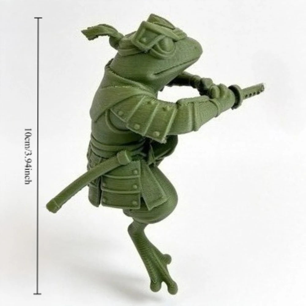3D Printed Samurai Frog Monitor Pendant Japanese Samurai Frog Edge Embrace Desktop Decoration Cool Screen Decoration Unique Gift Oasis Select green