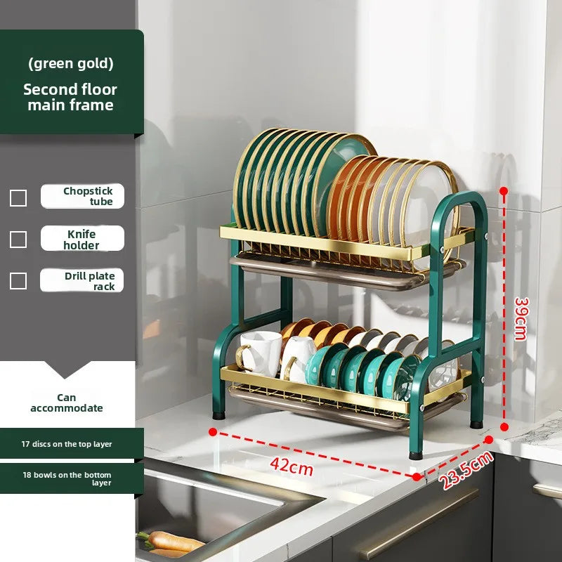 Kitchen Storage Artifact H-Type Dish Rack Drain Rack Multi-layer Multifunctional Bowl Rack Chopstick Rack Kitchen Shelf Oasis Select LJ second floor