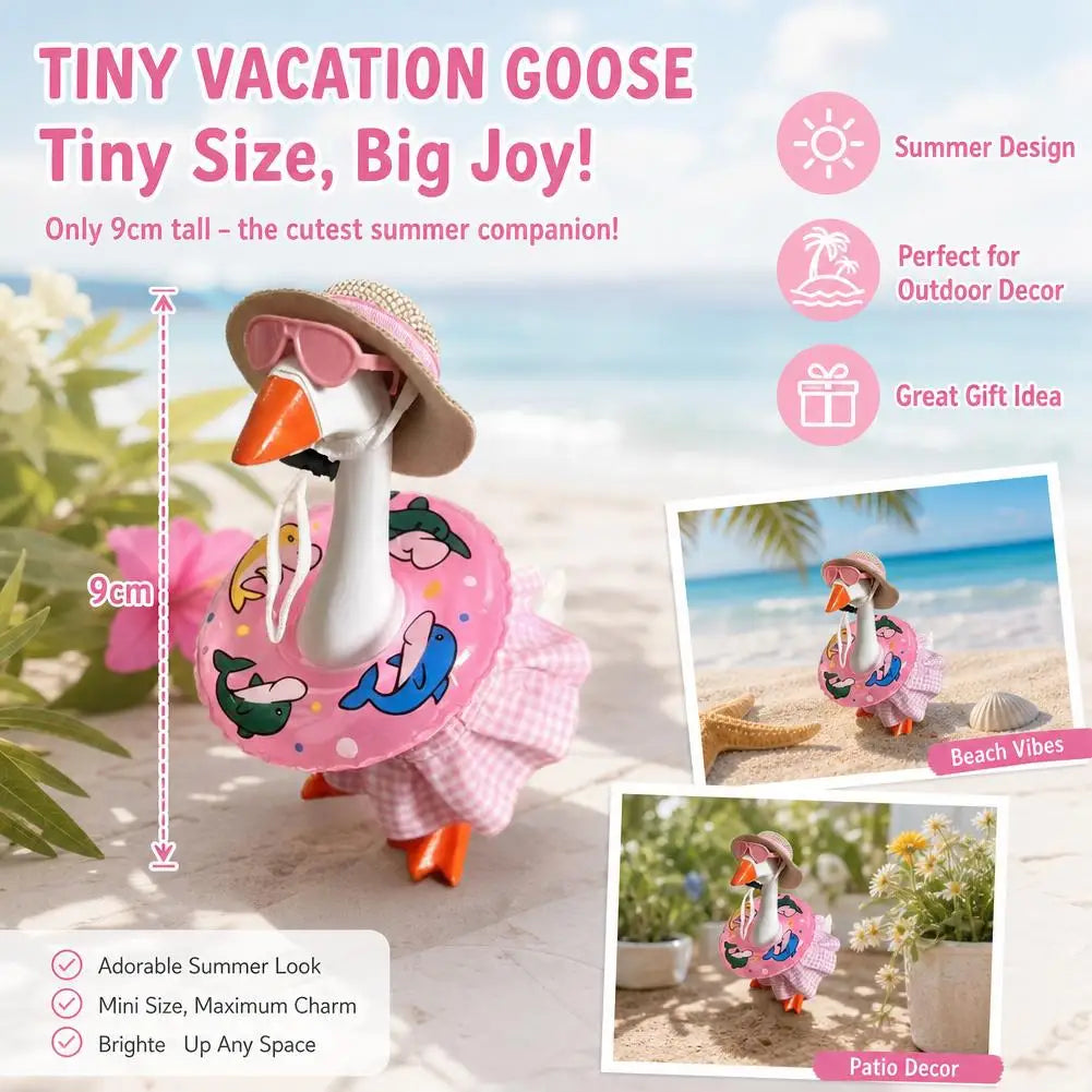 9cm Desk Goose Skirt Set Beach Vacation Theme Set Cute Summer Outfits for Small Goose Figurine Decoration Oasis Select