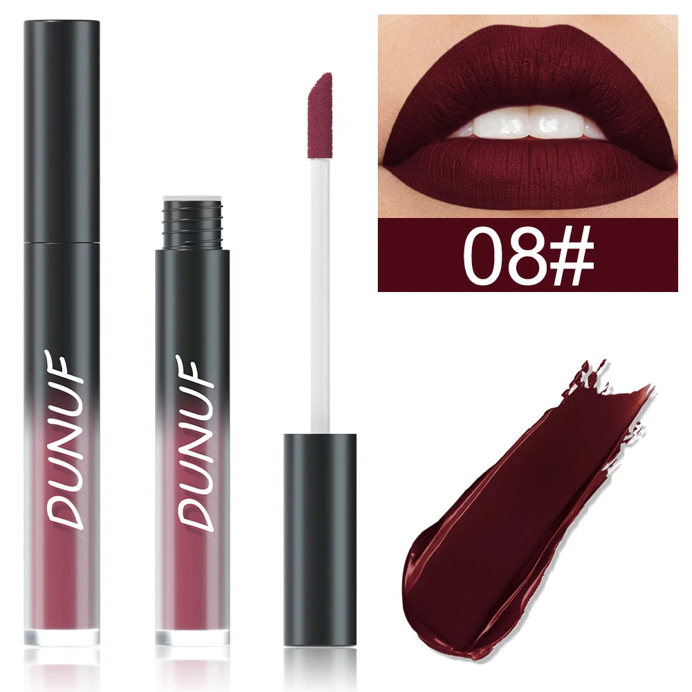 DUNUF Matte Lip Gloss – 32 Colors, Long-Lasting & Moisturizing