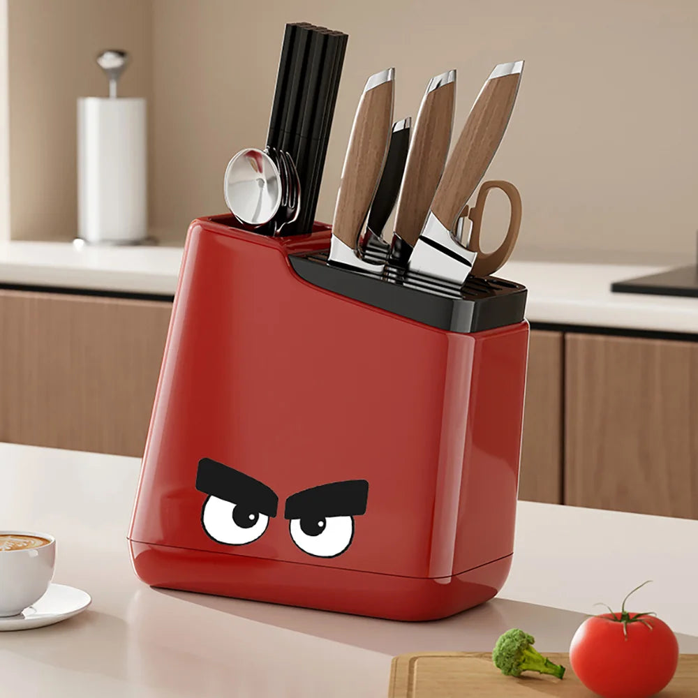1pc Multi-function knife rack kitchen knives tableware drain storage household trapezoidal integrated plastic storage rack Oasis Select