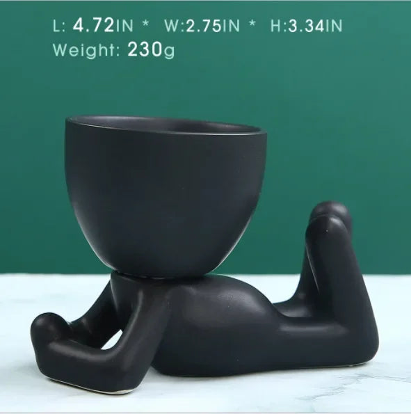 Creative Cute Imitation Humanoid Ceramic Flower Pot Succulent Planter Crafts Flowerpot Vase Home Decoration Personalized Gift Oasis Select C