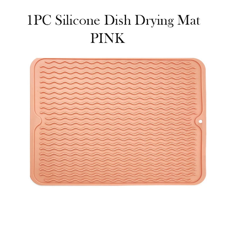 Silicone Dish Drying Mat Protector Sink Mat Table Kitchen Home Anti Slip Drying Dishes Drain Mat Heat Resistant Kitchen Sink Mat Oasis Select 1pc pink 40x30CM Strip