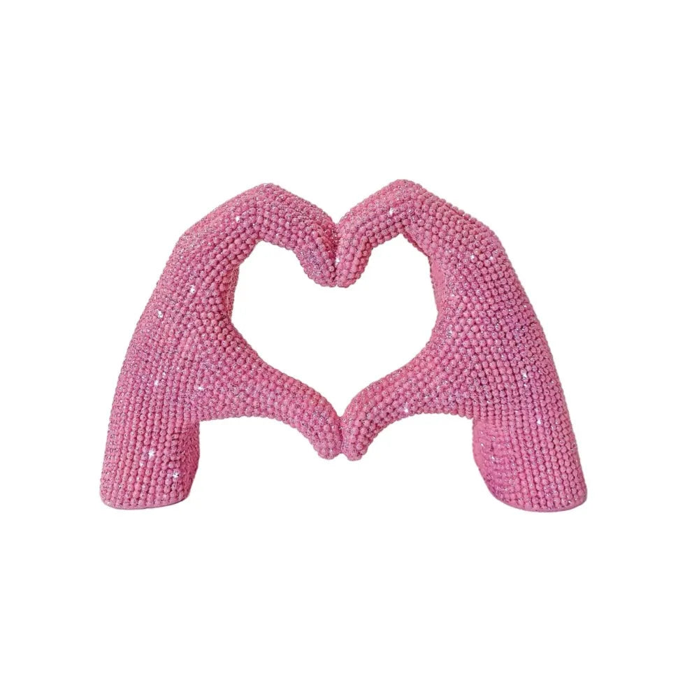 Abstract Resin Heart Finger Sculpture – Decorative Love Statue