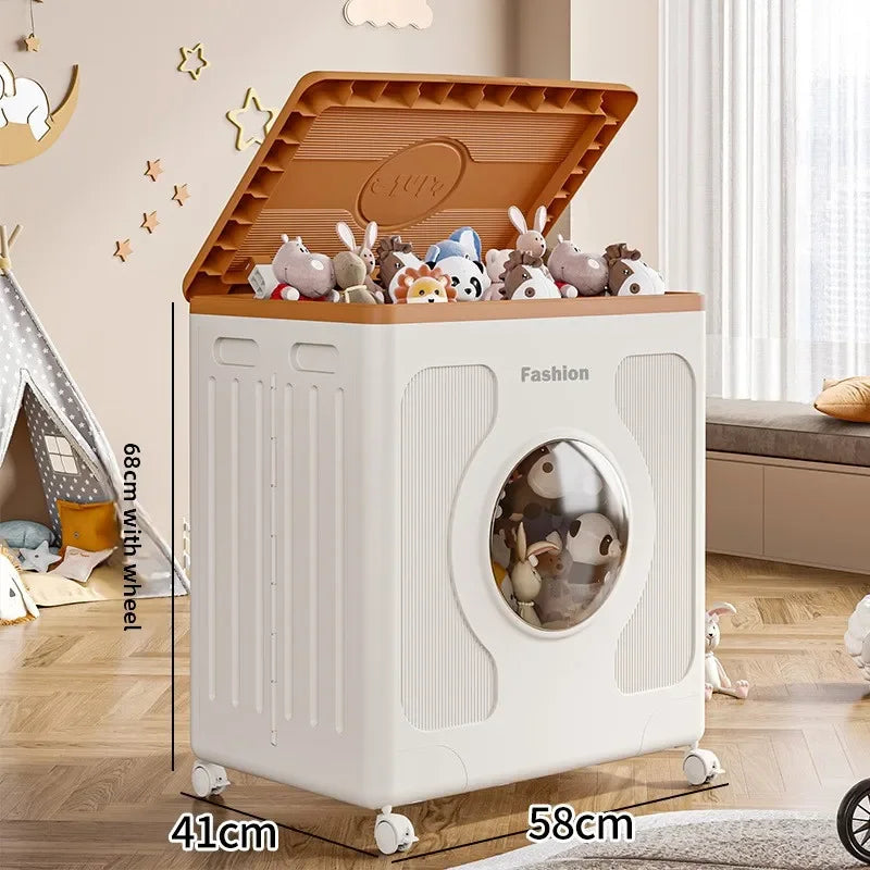 160L large-capacity storage box, multi-functional clothing folding storage box with wheels, household plastic clamshell Oasis Select coffee color