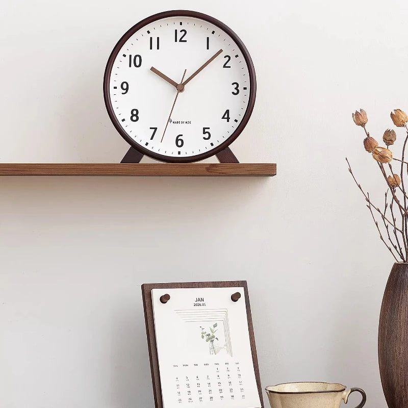 Solid Wood Chinese Retro Clock New Desktop Decoration Living Room Silent Clock Placement Decoration Retro Clock Oasis Select