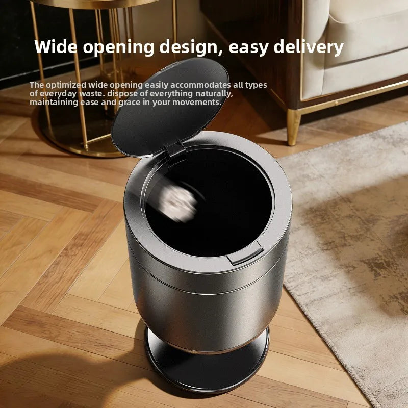 Bedroom large-capacity stainless steel trash can household 2026 new light luxury high-end living room retro with cover removable Oasis Select