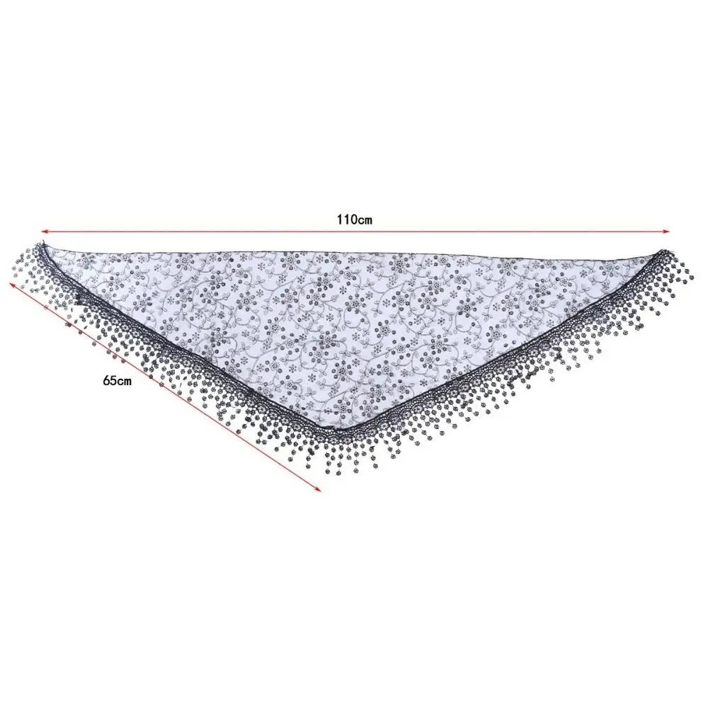 Gifts Triangle Lace Veil Headscarf Floral Breathable Women's Small Floral Scarf Lace Triangle Veil Sequined Gauze Scarf Oasis Select