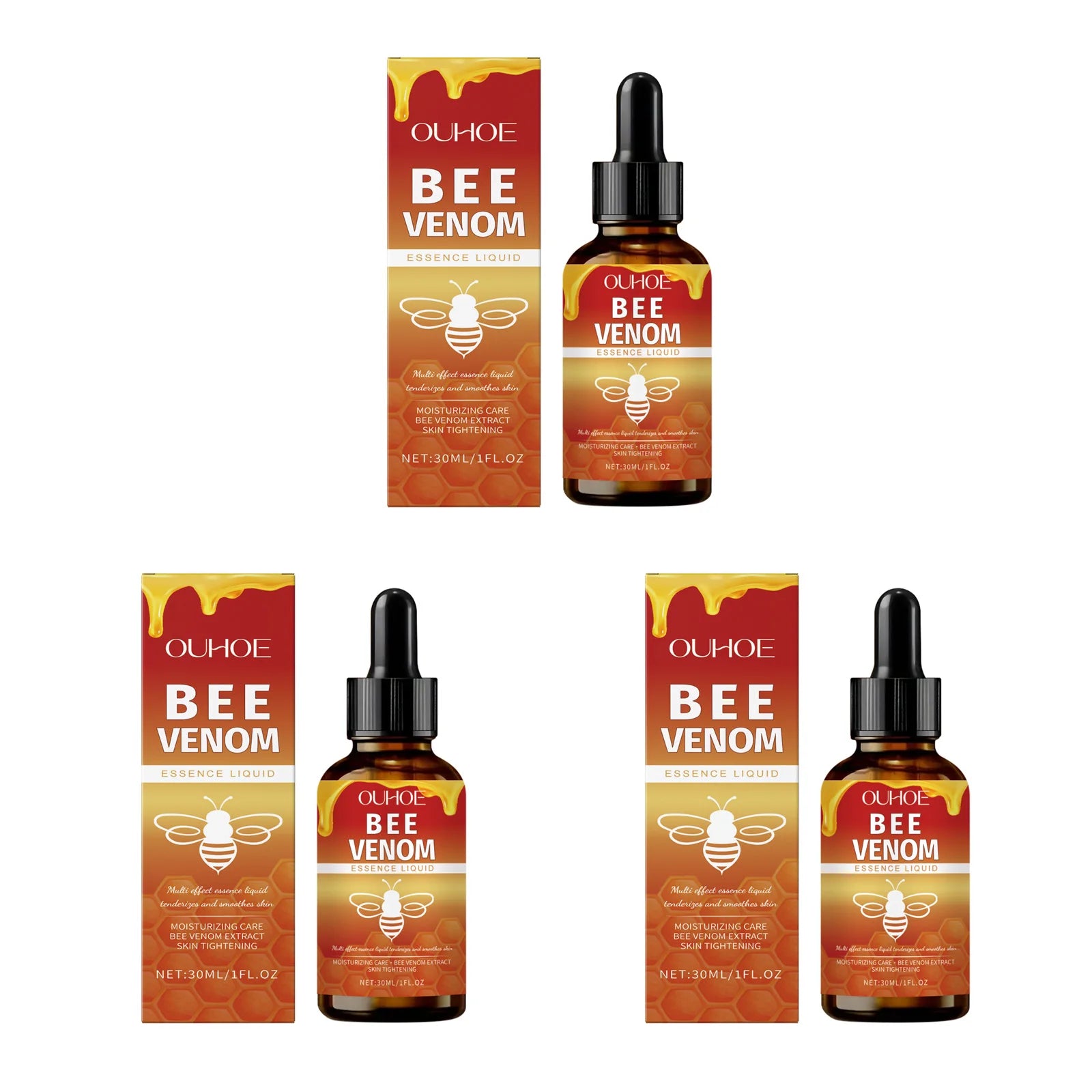 Bee Venom Firming Serum Lifting Tightening Fades Fine Lines Hydrating Brightening Facial Skin Treatment for Firmer Radiant Skin Oasis Select 3 x 30ml Boxed