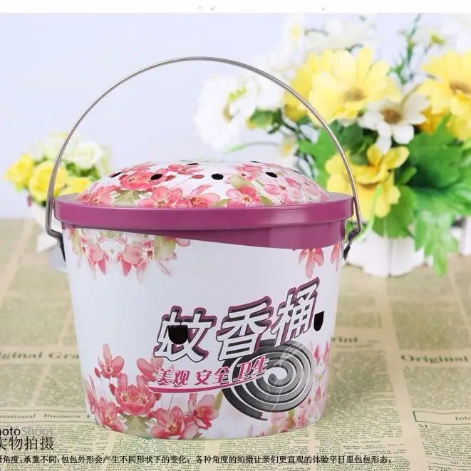 Home with Lid Anti-heat Mosquito Incense Bucket - Great Outdoor Camping Tool with Lid for Carrying Random colors Oasis Select