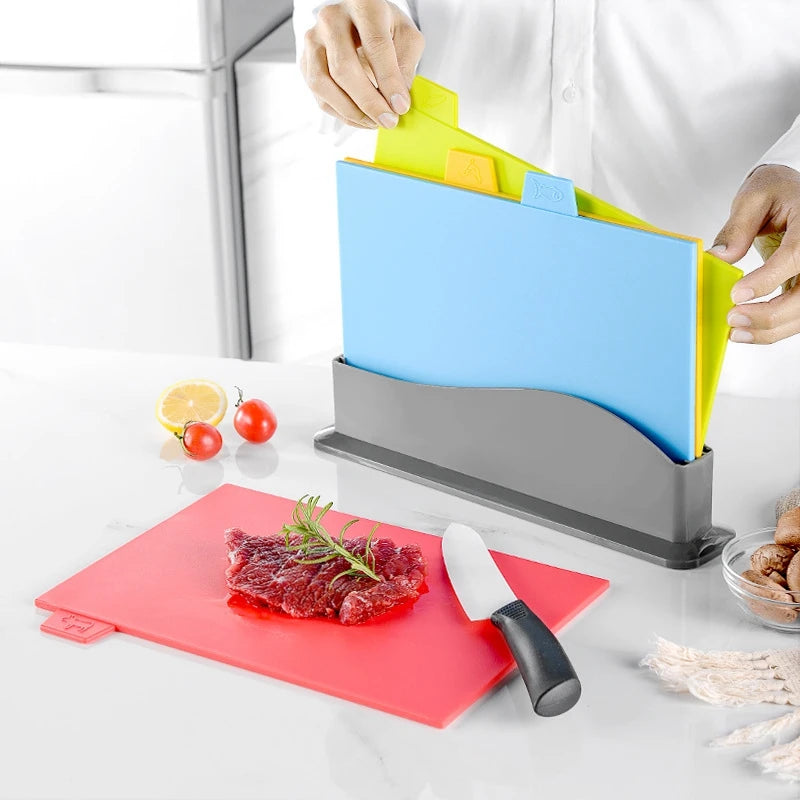 1Set Flexible Plastic Cutting Board Mats Non-Slip Cutting Mat Thin Kitchen Cutting Mat Set +Food Icons Oasis Select As Shown NONE