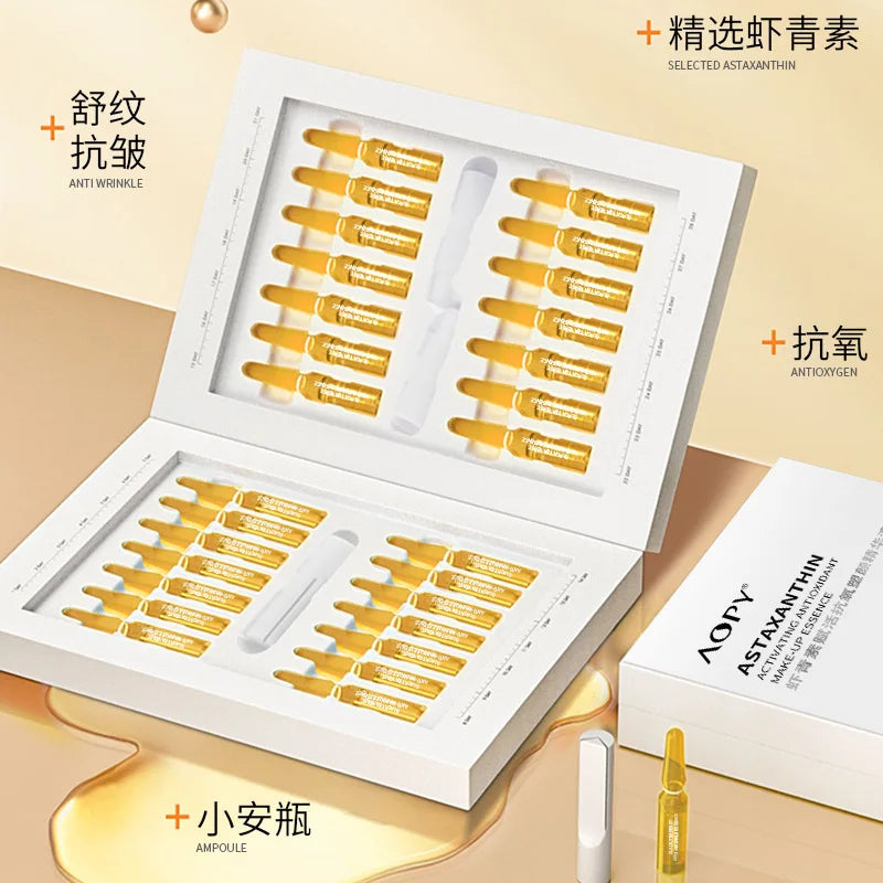 28 Pieces Astaxanthin face Essence Set Hydrating Ampoule Essence Base Solution Second Throwing Essence Solution Kit Oasis Select