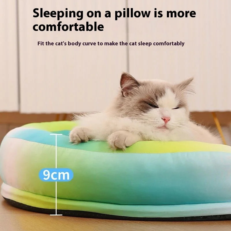 Summer Cooling Pet Bed - Detachable Rattan Mat, Ice Silk Cat/Dog Bed for All Seasons Premium Pet Cooling Bed Detachable Rattan Oasis Select