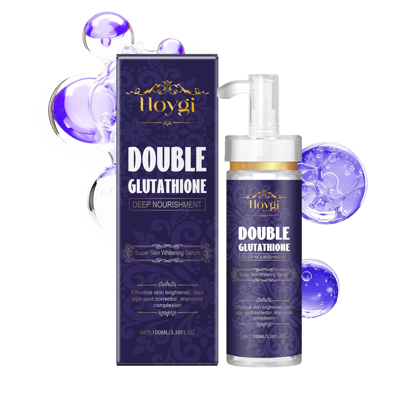 Hoygi Double Glutathione Serum – Brighten & Fade Dark Spots Face Brightening Serum Oasis Select 100ml Boxed