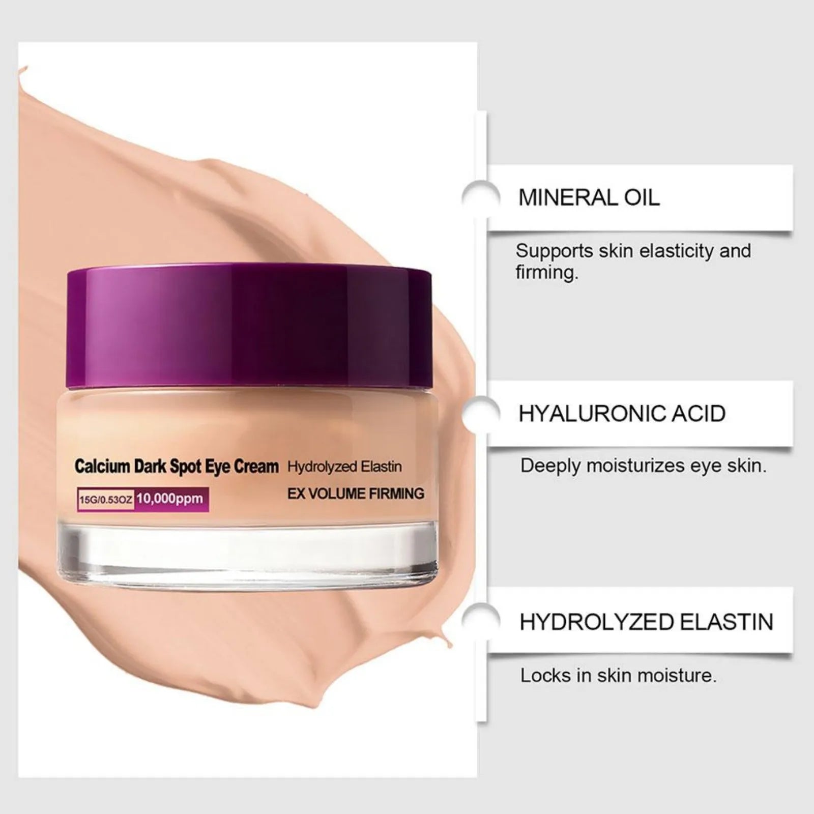 Calcium Eye Cream Dark Circle Care Supports Firmer Skin Helps Reduce Puffiness Brightening K Skin Care Under Eye Hydrolyzed Oasis Select