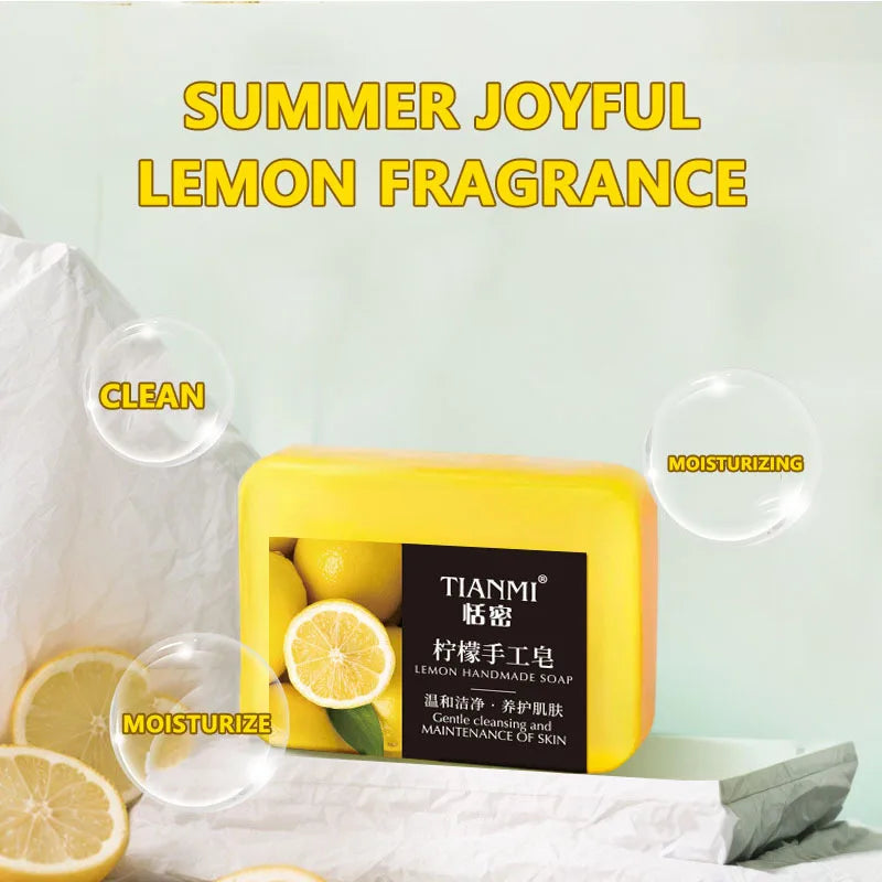 2PCS lemon handmade soap, moisturizing and cleaning, suitable for all skin types, can be used by both men and women, Oasis Select