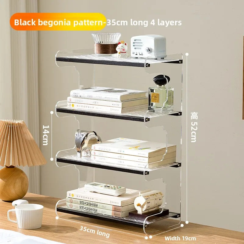 Desktop bookshelf, desktop shelf, desk storage rack, dormitory desk, study table, multi-layer shelf, multi-layer shelf Oasis Select Black 4-35