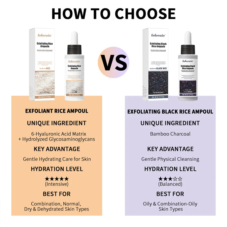 80mlWhite & Black Rice Exfoliating Essence, Hydrating Moisturizing Skin Care Oasis Select