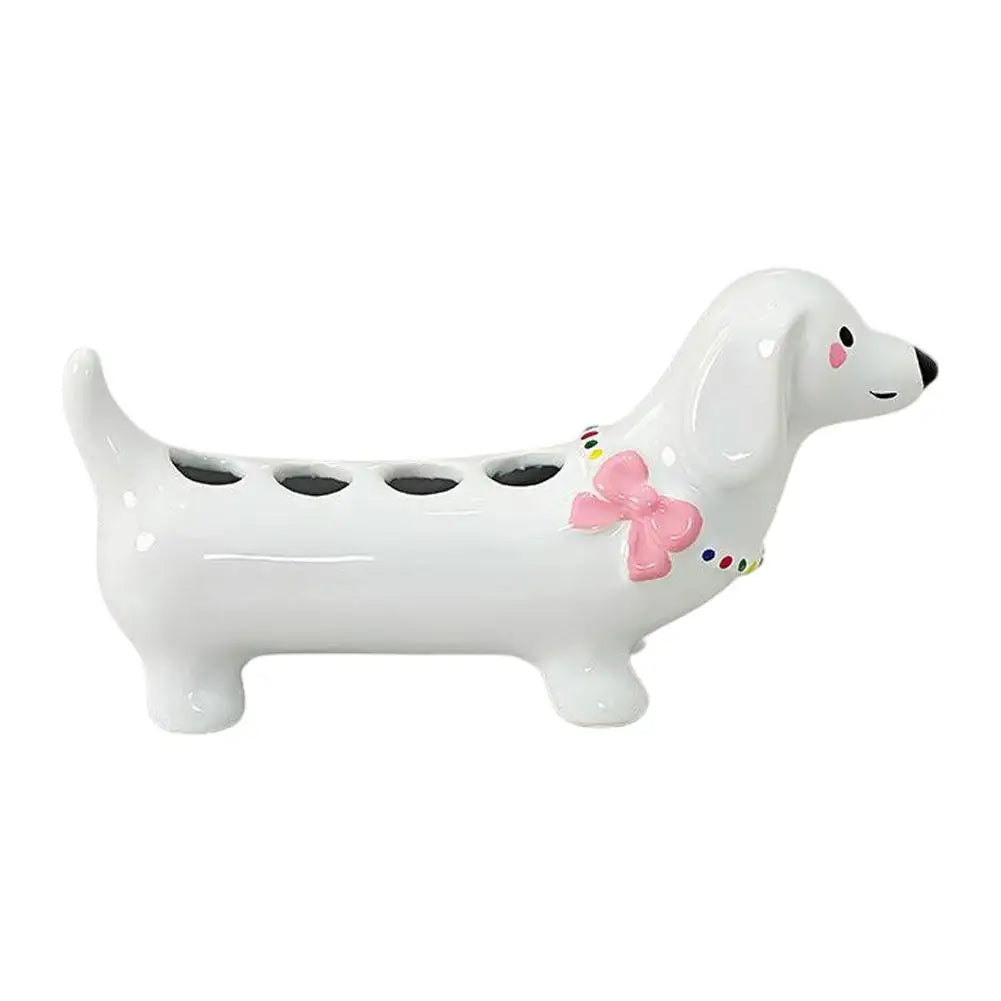 Dachshund Ceramic Toothbrush Holder Storage Rack Bathroom Sink Washstand Toothbrush Base Bathroom Decoration Oasis Select 03