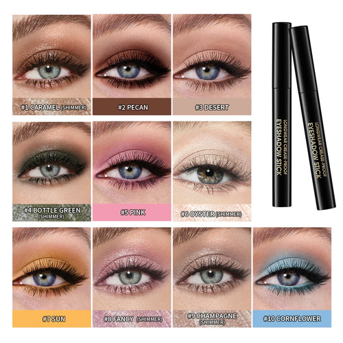 10 Colors Glitter Eyeshadow Stick 10 Counts Highlighter Eye Shadow Stick Set Colorful Eyeshadow Pencil Crayon Eyeliner Cosmetic Oasis Select