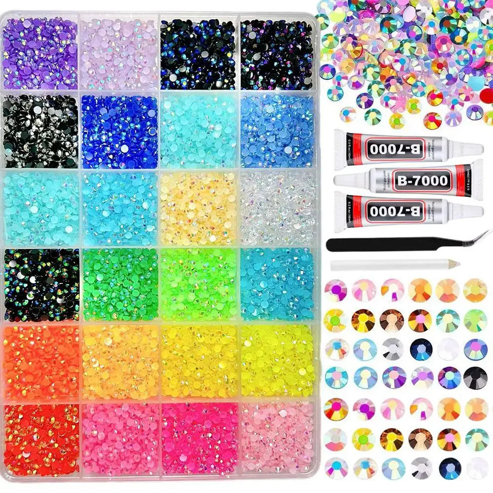 3D Nail Rhinestones Kit – 24-Grid Charms & Bedazzling Set Nail Art Rhinestone Kit Oasis Select C-24 grid kit