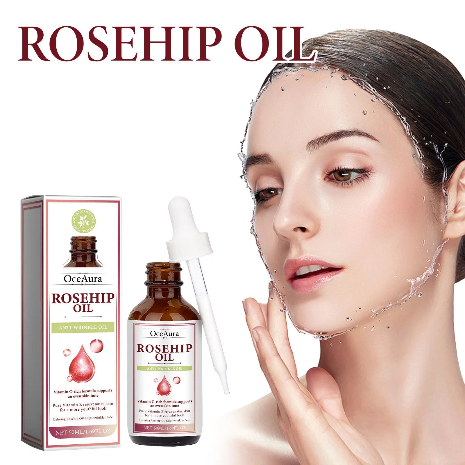 OceAura Rosehip Oil Face Serum – Fine Lines & Pore Firming 50ml Face Essence Serum Oasis Select