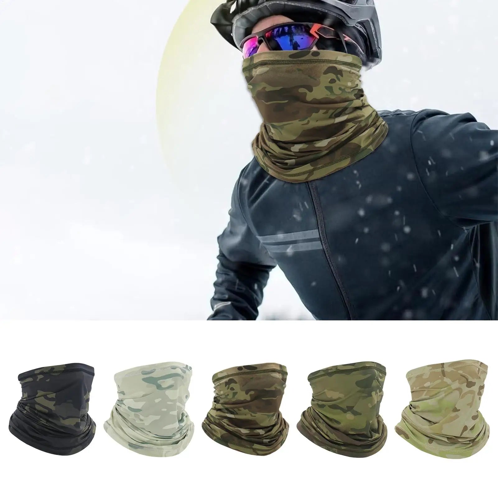 Face Bandana UV Protection Face Neck Gaiter Soft Camouflage Print Sun & Wind-proof Breathable Neck Cover For Men Skiing Oasis Select