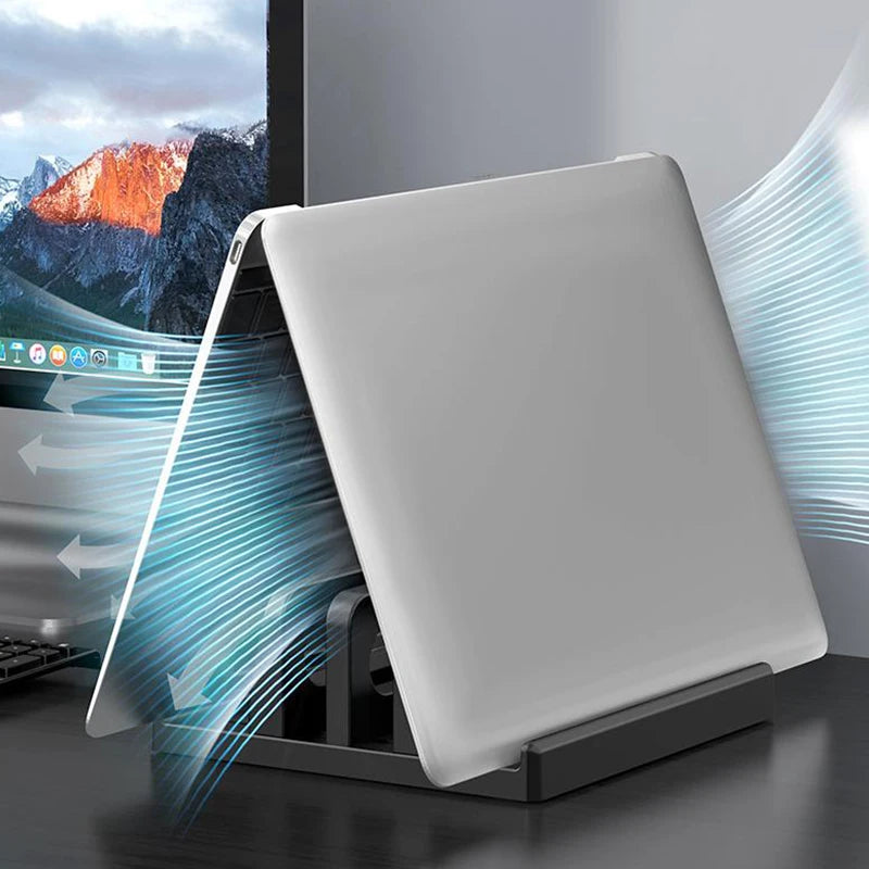 Dual-Slot Adjustable Vertical Laptop Stand ABS Plastic 4in1 Design Space-Saving For MacBook Chromebook Surface HP Dell Book IPad Oasis Select