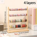 1pc wooden tape roll storage rack 3/4 layers wooden countertop ribbon organizer multifunctional office storage rack for home use Oasis Select 4layers-Yellow