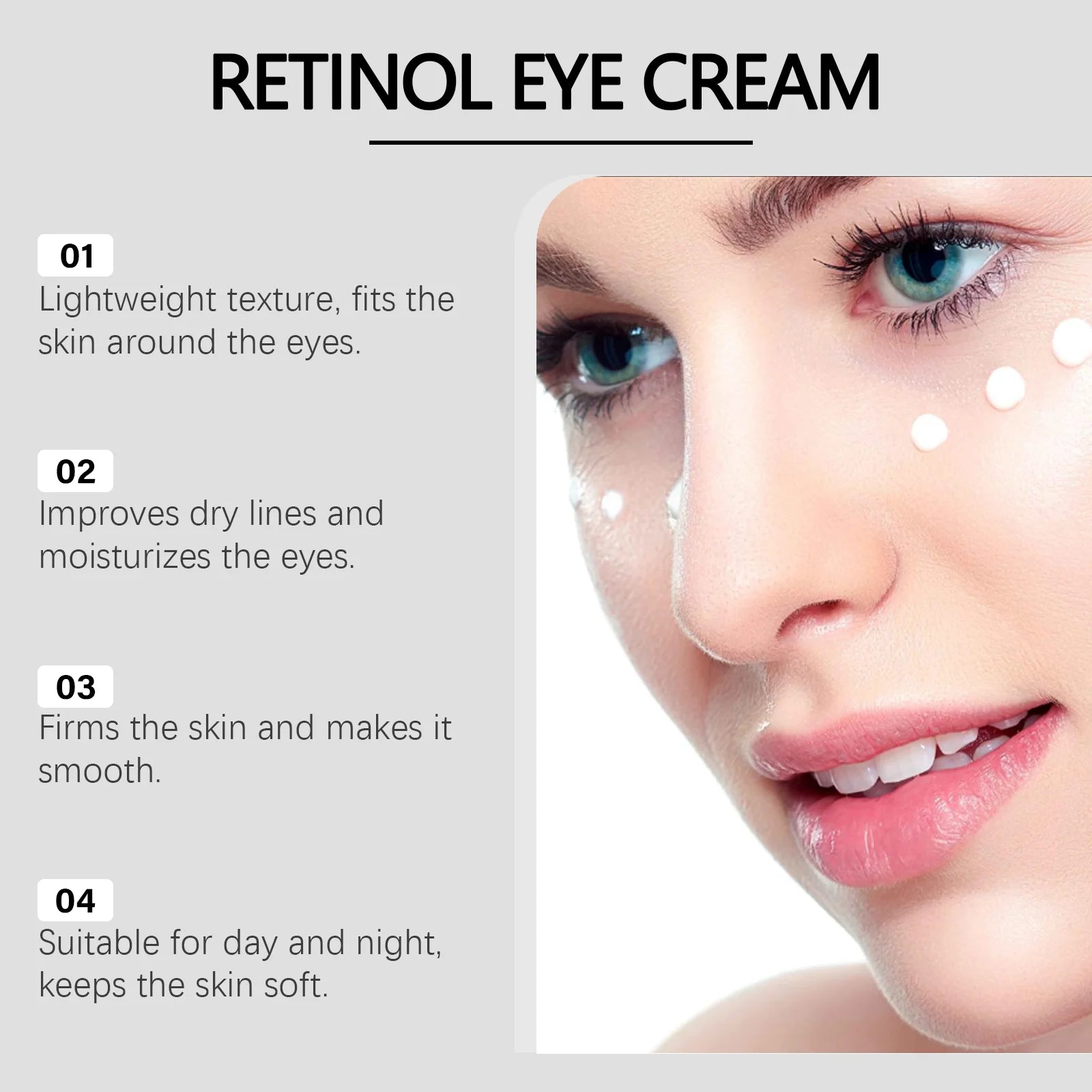 Jaysuing Retinol Roller Eye Cream Reduce Eyes Puffiness Moisturizing Care Cream Brightening Firming Lifting Under the Eyes Cream Oasis Select