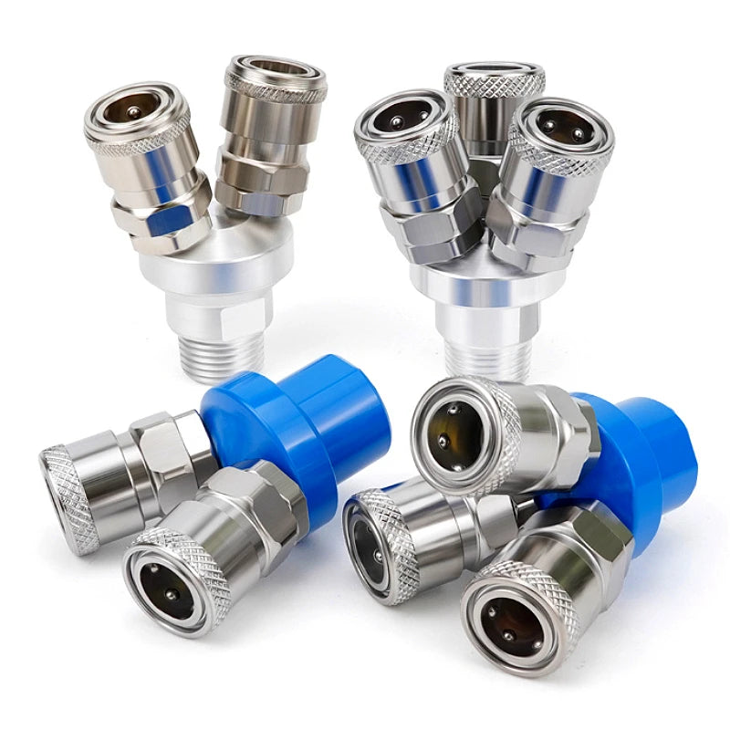 Three Way and Two-waySMV SMY Air Compressor Pneumatic Joint Circular Bidirectional Circular Internal Thread Quick Connector Tool Oasis Select