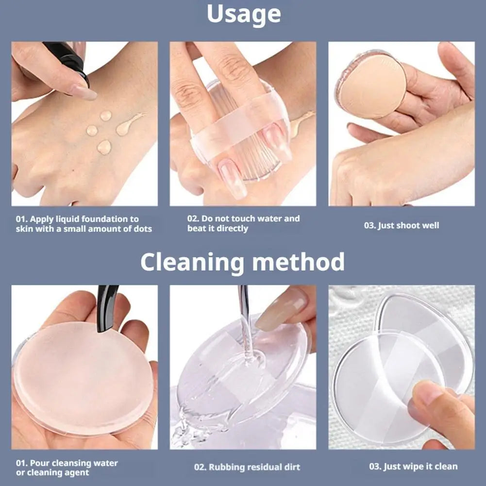 Silicone Powder Puffs,Silicone Makeup Sponge,Washable Foundation Makeup Jelly Puff Sponge Applicator For Liquid Primer Concealer Oasis Select