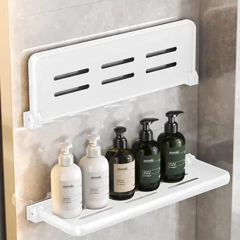 Aluminium Bathroom Shelf Foldable Bathroom Vanity Organiser No Hole Hanging Organiser Vanity Organiser Bathroom Organiser Oasis Select