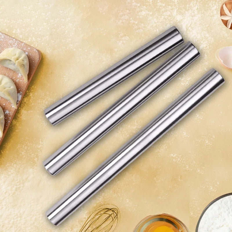20/25/30cm Stainless Steel Household Rolling Pin Non-stick Roller Dough Baking Pizza Pastry Embossed Rolling Pin Kitchen Tool Oasis Select