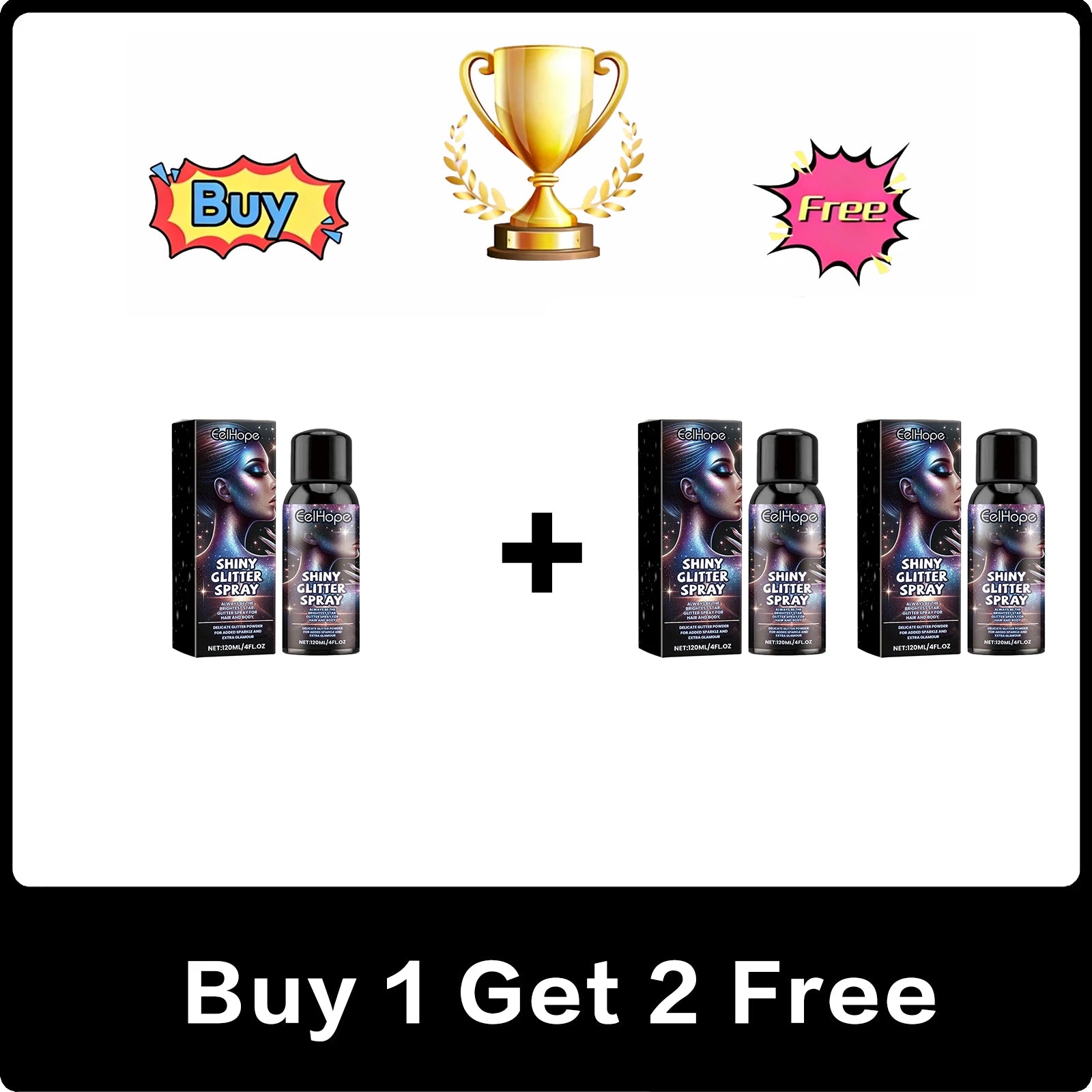 Eelhope Body & Face Glitter Spray – Shimmer Highlighter 120ml Body Glitter Spray Oasis Select Buy 1 Get 2 Free