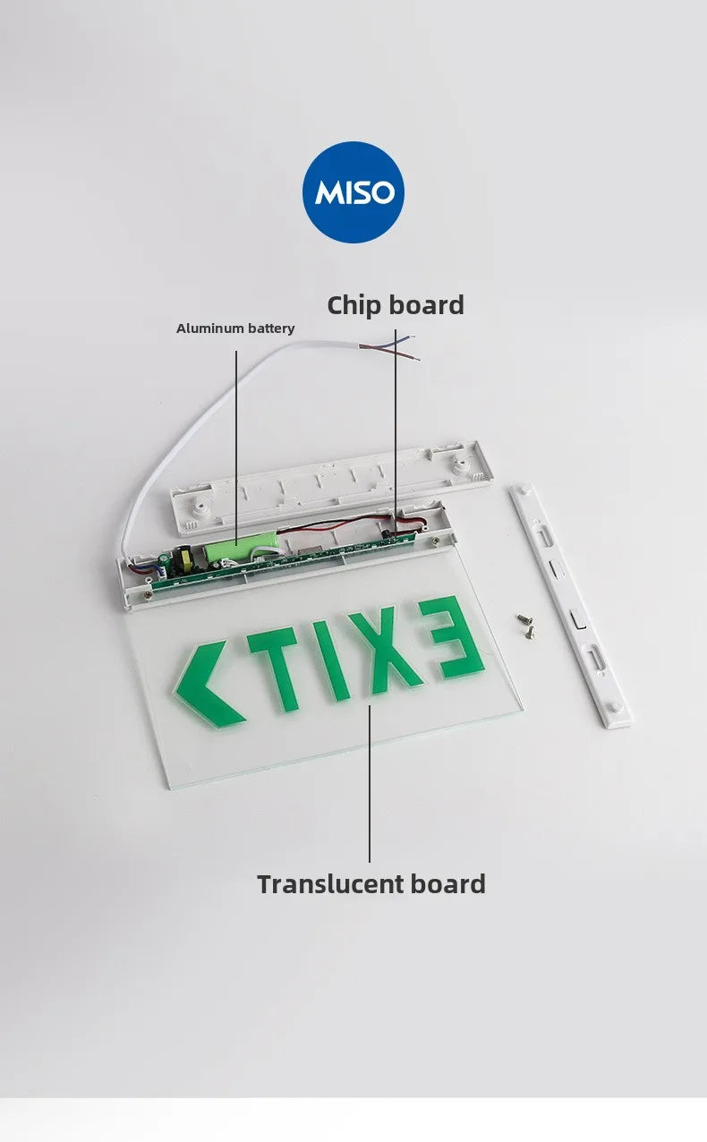Rechargeable LED Emergency Exit Sign Light | ABS 3W Indicator