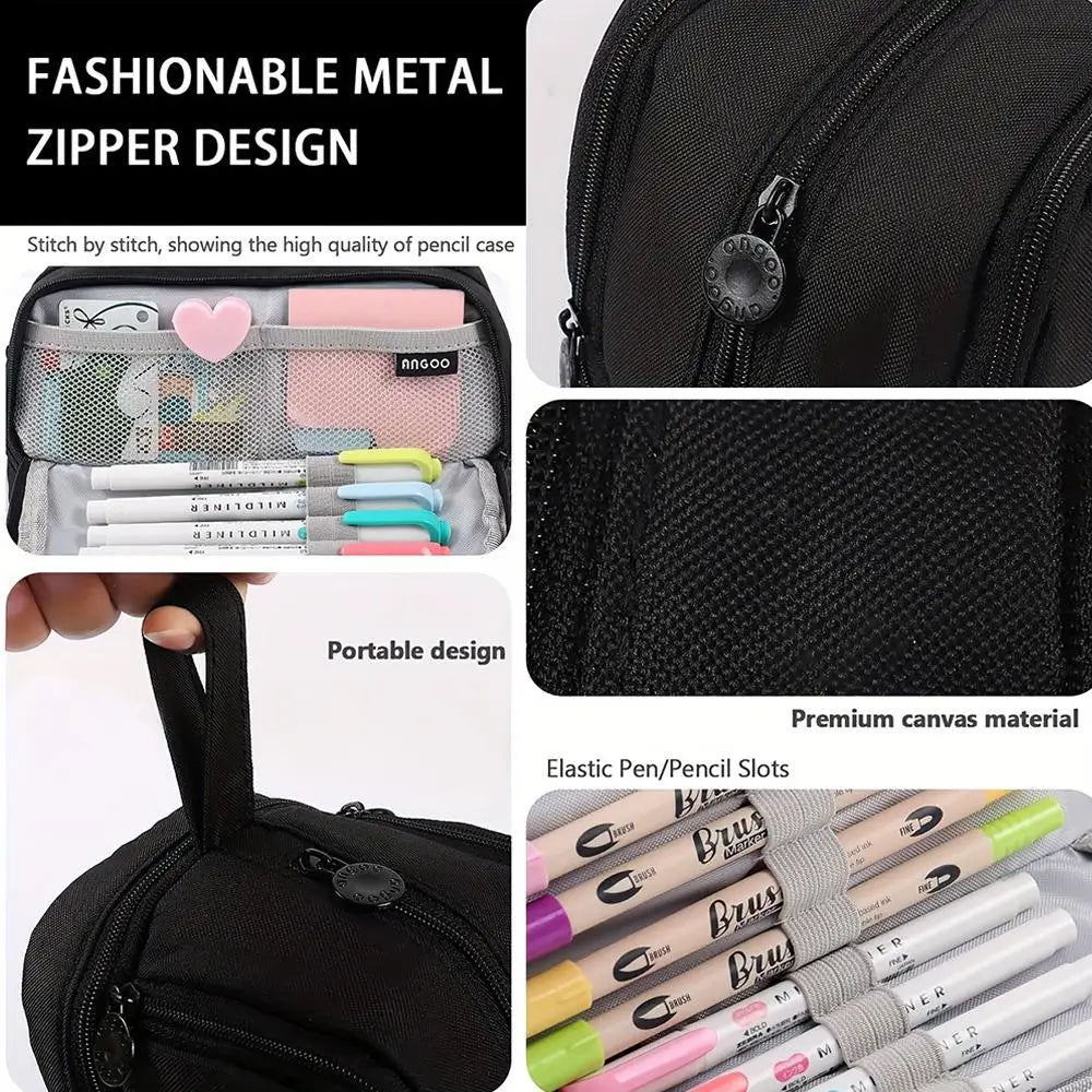 Large Capacity Multilayer Pencil Case – Nylon Zipper Pouch Pencil Case Oasis Select