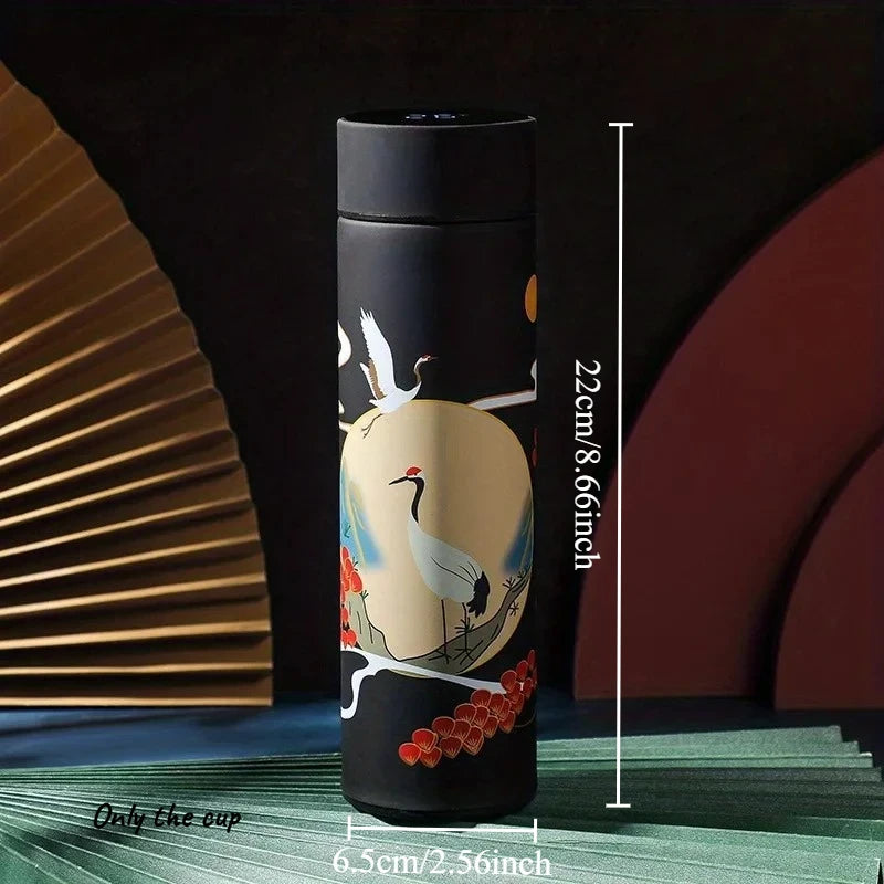 1pcs Retro Ethnic Trend Insulated Water Bottle Double Wall Insulated Cup Men's and Women's Portable Leak Proof Drinking Utensil Oasis Select black 401-500ml