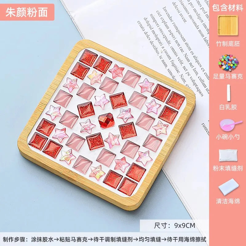 Mosaic Coasters DIY Creative Children's Handmade Material Pack Event New Year's Easter Handmade Diy Gifts Oasis Select Square H 9 9cm