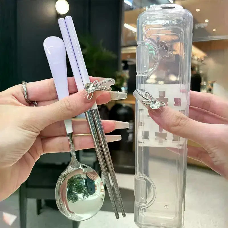 Korean Travel Cutlery Set – Stainless Steel Spoon & Chopsticks