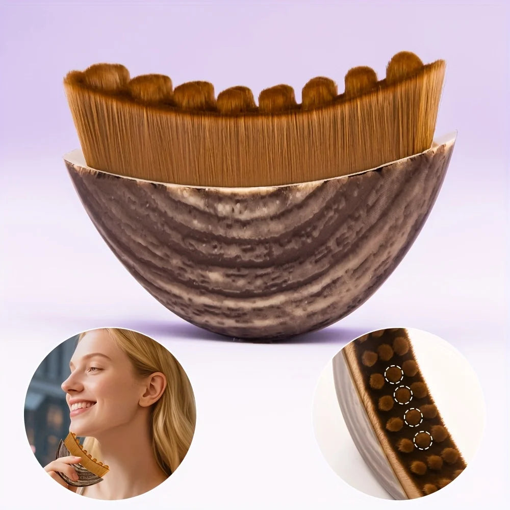 Lymph Contour Facial Brush, Dry Brush for Face, Jawline, and Chin Shaping, Ergonomic Design, Precise Fit to Light Beige Oasis Select