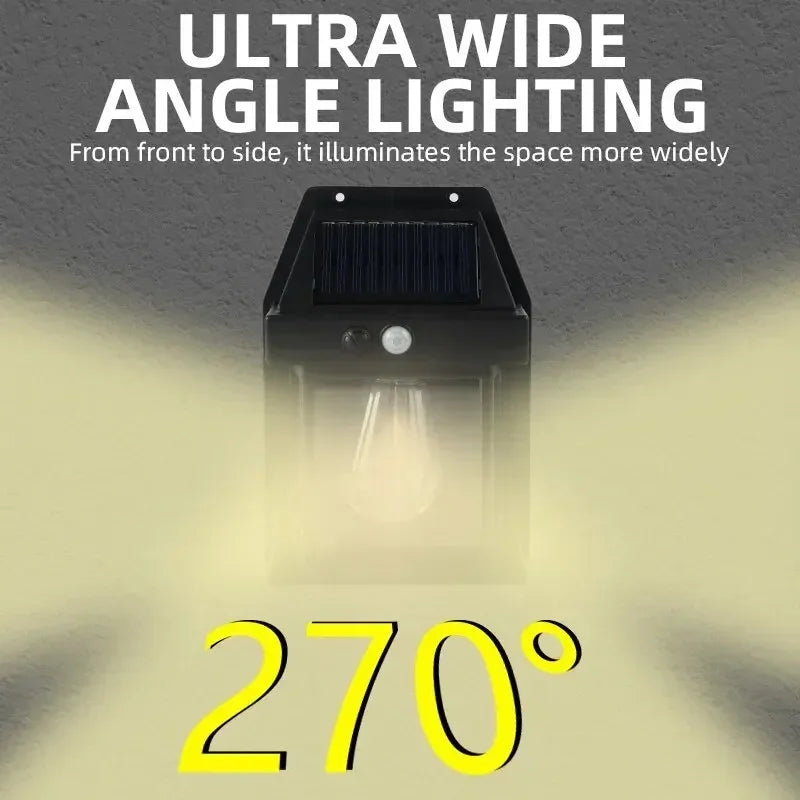 Waterproof Outdoor Solar Wall Lamp Tungsten Filament Lamp Induction Lamp Household Garden Wall Light Villa Lighting Night Light Oasis Select