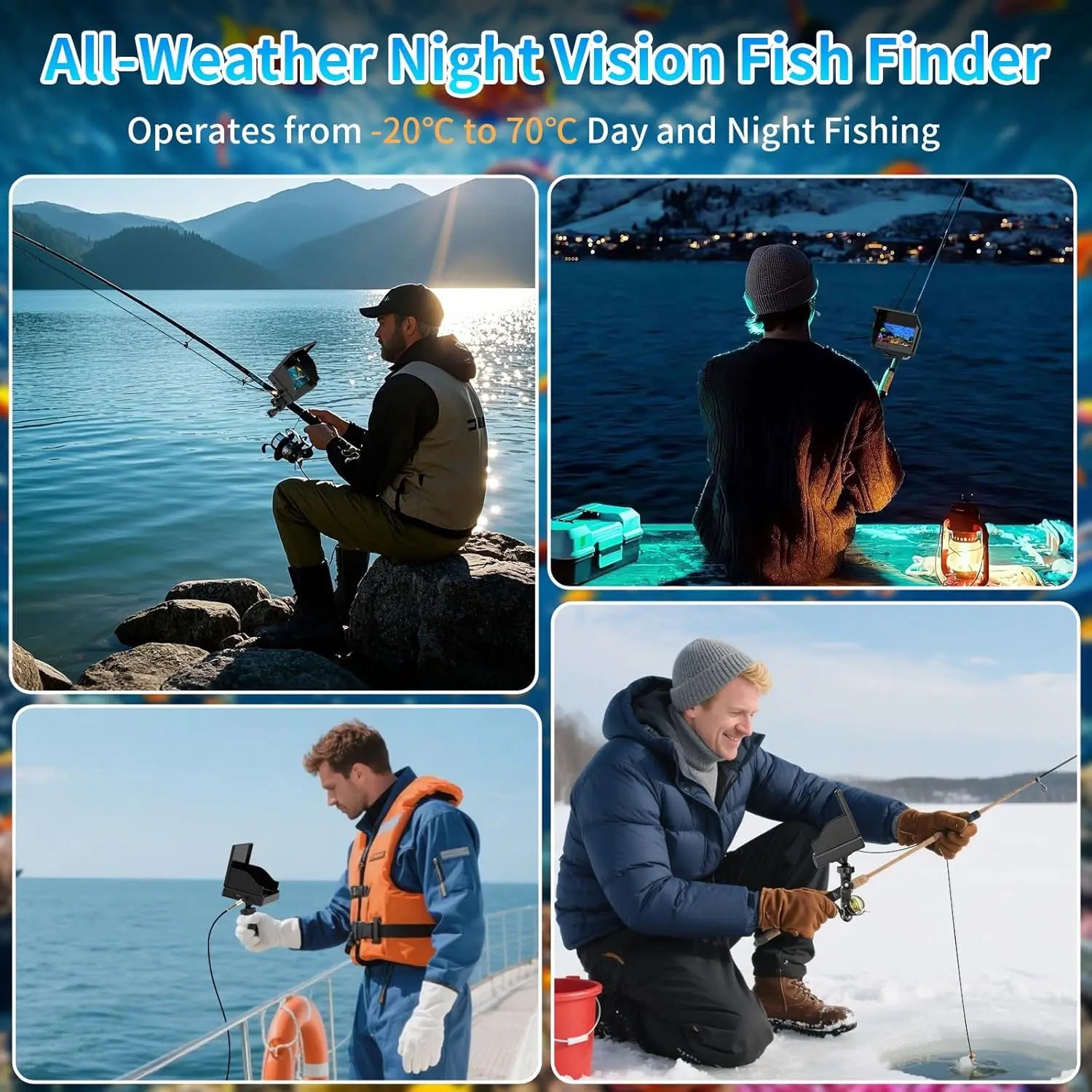 Portable Fish Depth Finder Water Handheld 1080P 4.3 Inch LCD Fish Finder Waterproof Underwater Fishing Camera With Night Vision Oasis Select