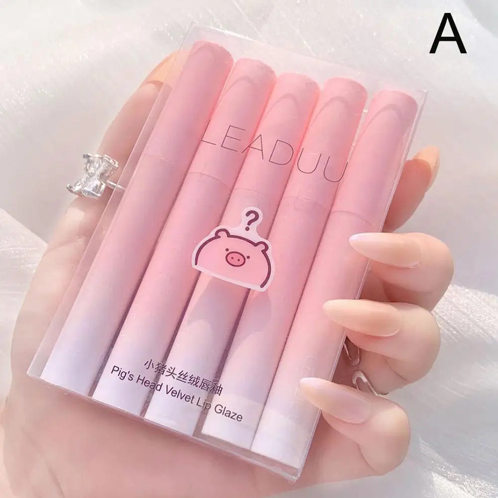 5-Color Matte Lipstick Set – Waterproof Long Lasting Lip Glaze Matte Lip Glaze Set Oasis Select 01
