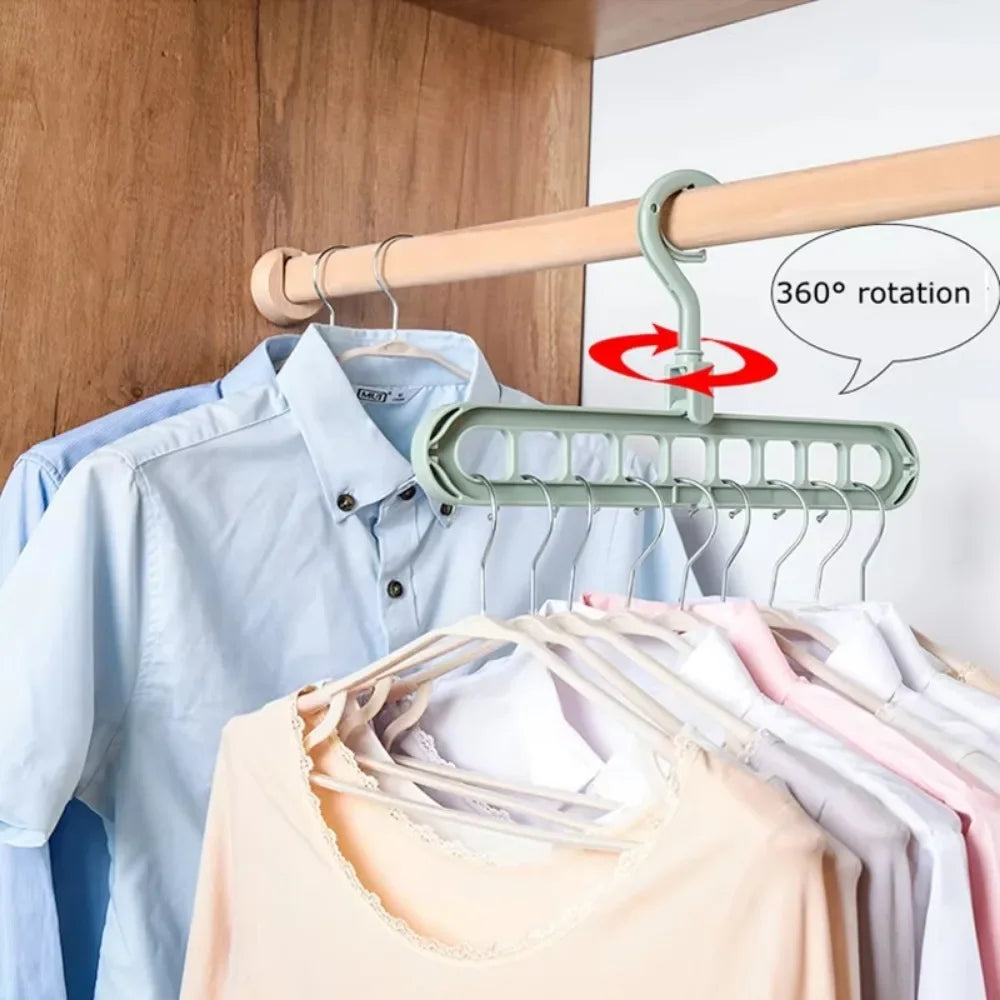 5pcs 9-hole Wardrobe Storage Rack Multifunctional Foldable Clothes Drying Rack Storage Clothes Rack Space-saving Clothes Hanger Oasis Select
